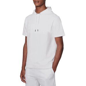 Hugo Boss Short Sleeve Hoodie Sweatshirt In White Cotton Terry  Size M